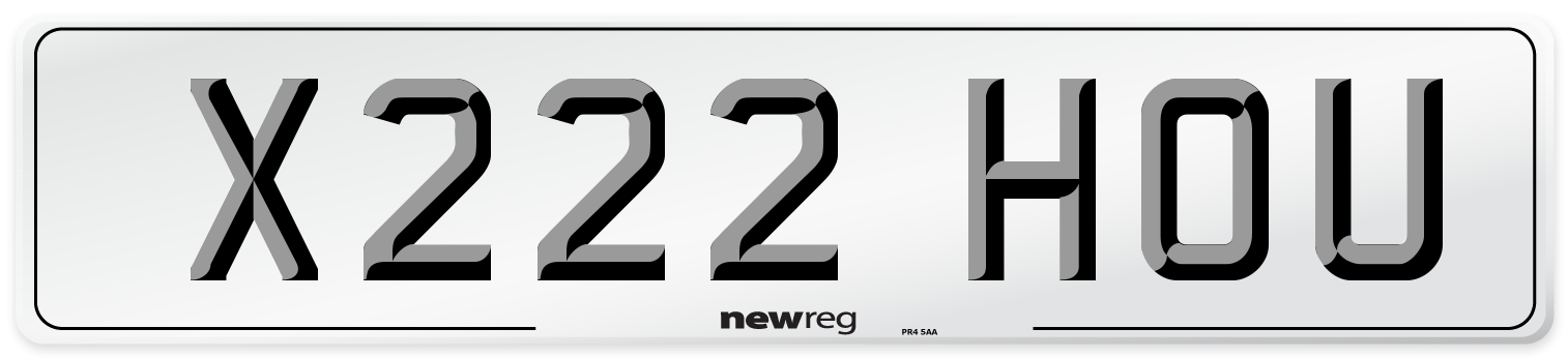X222 HOU Number Plate from New Reg